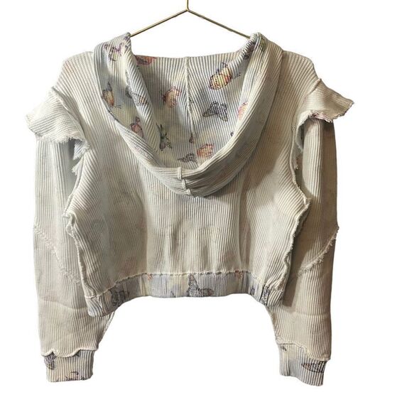 Love Shack Fancy Ciel Cropped Hoodie Aqua Reflections Butterfly Size Small NWT - Picture 10 of 15